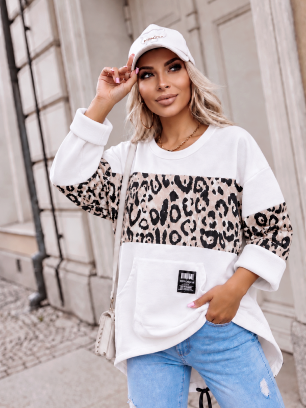Μπλούζα oversized ασύμμετρη με leopard print
