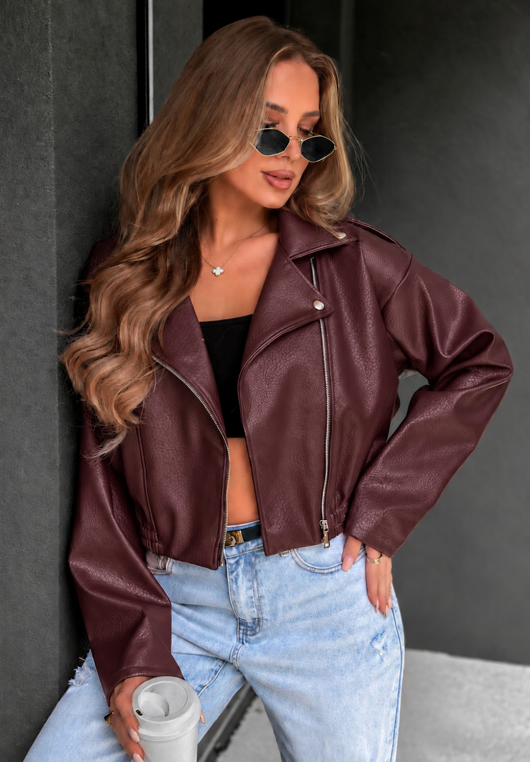 Jacket δερματίνη κοντό με φερμουάρ